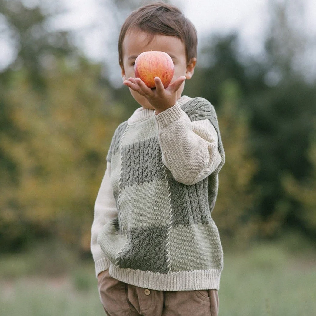 Patchwork Sweater Sage/Natural