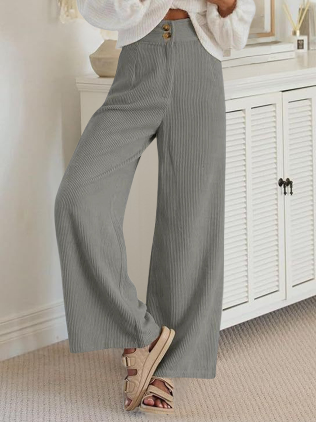 Women's Elastic Waist H-Line Wide Leg Pants Daily Going Out Pants Apricot Casual Split Joint Plain Spring/Fall Pants