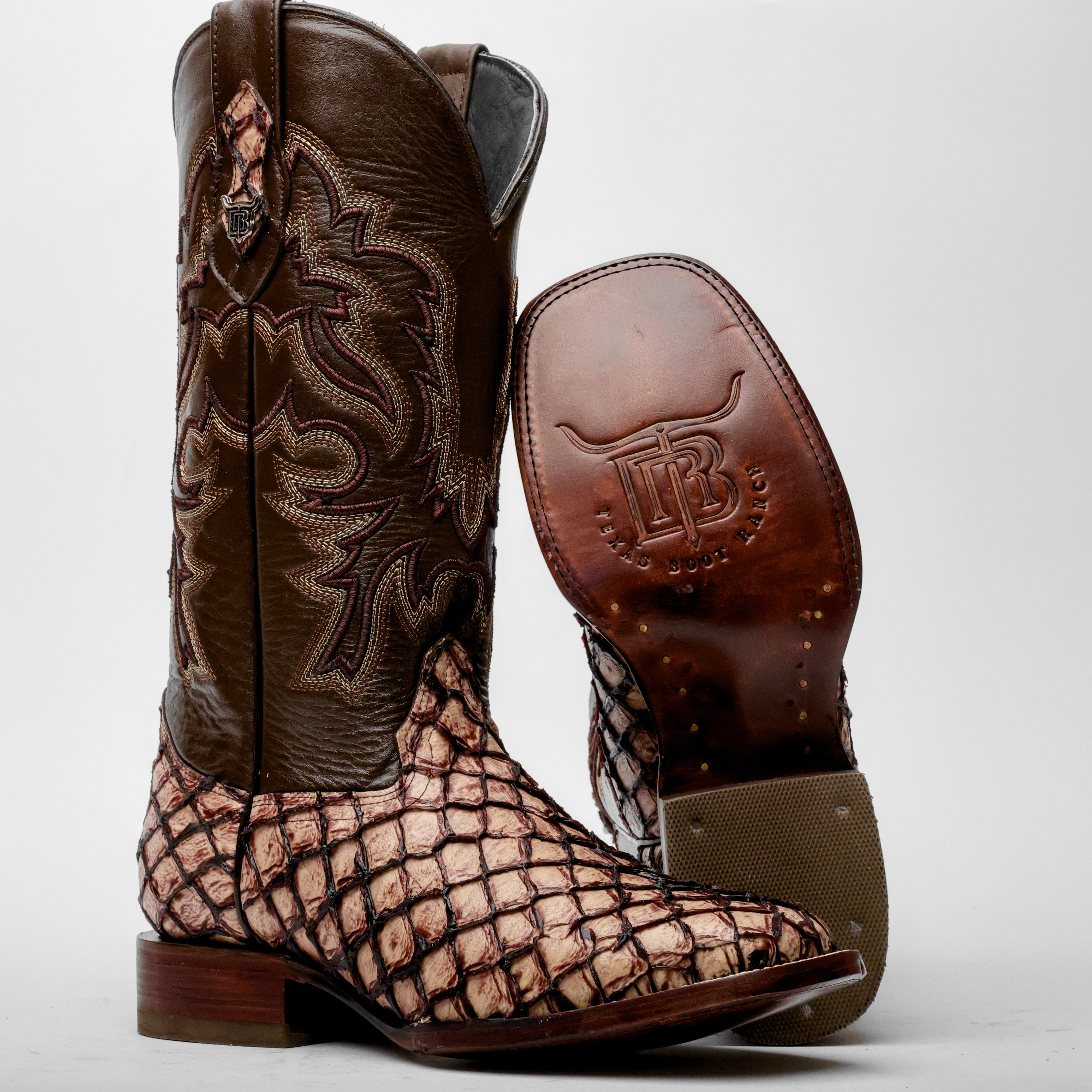 Orix Mini Pirarucu Leather Boots - Square Toe