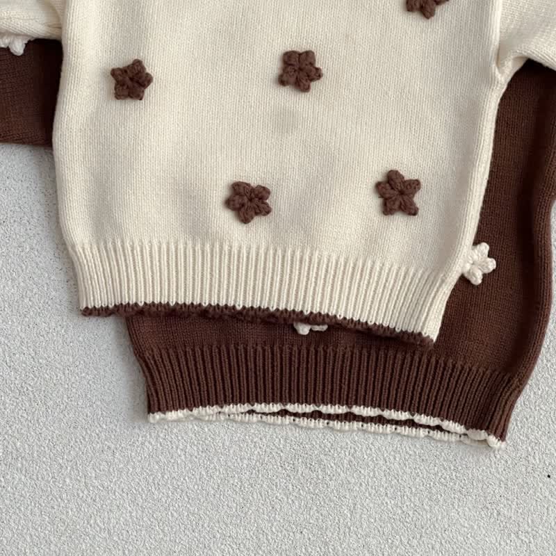 Baby Hand Embroidered Flower Knit Sweater
