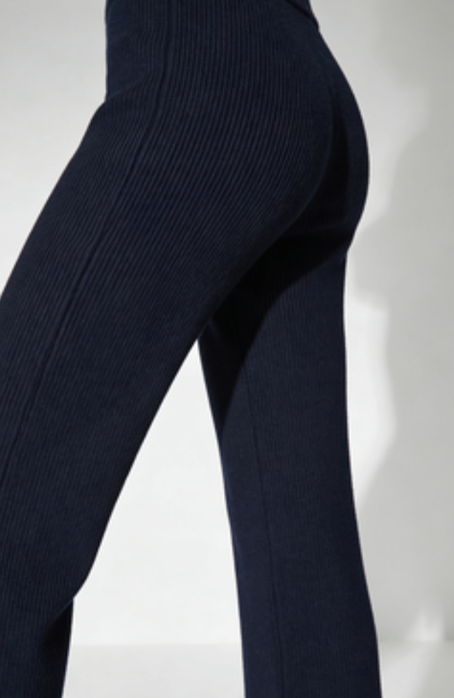 Daily Straight Leg Rib Knit Pant (Navy)