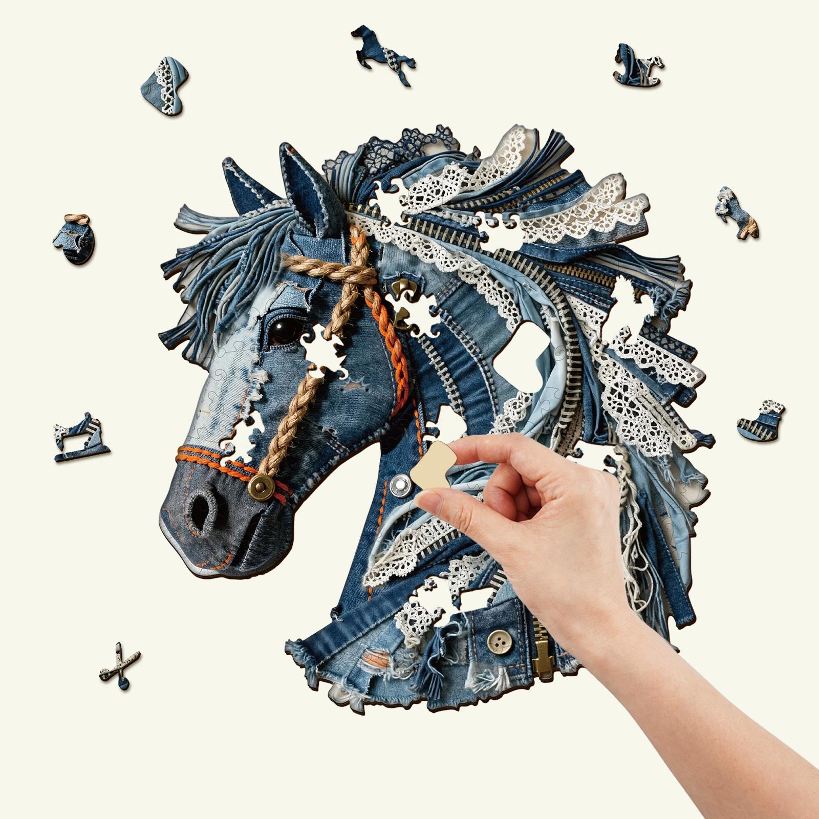 Denim Horse Wooden Jigsaw Puzzle