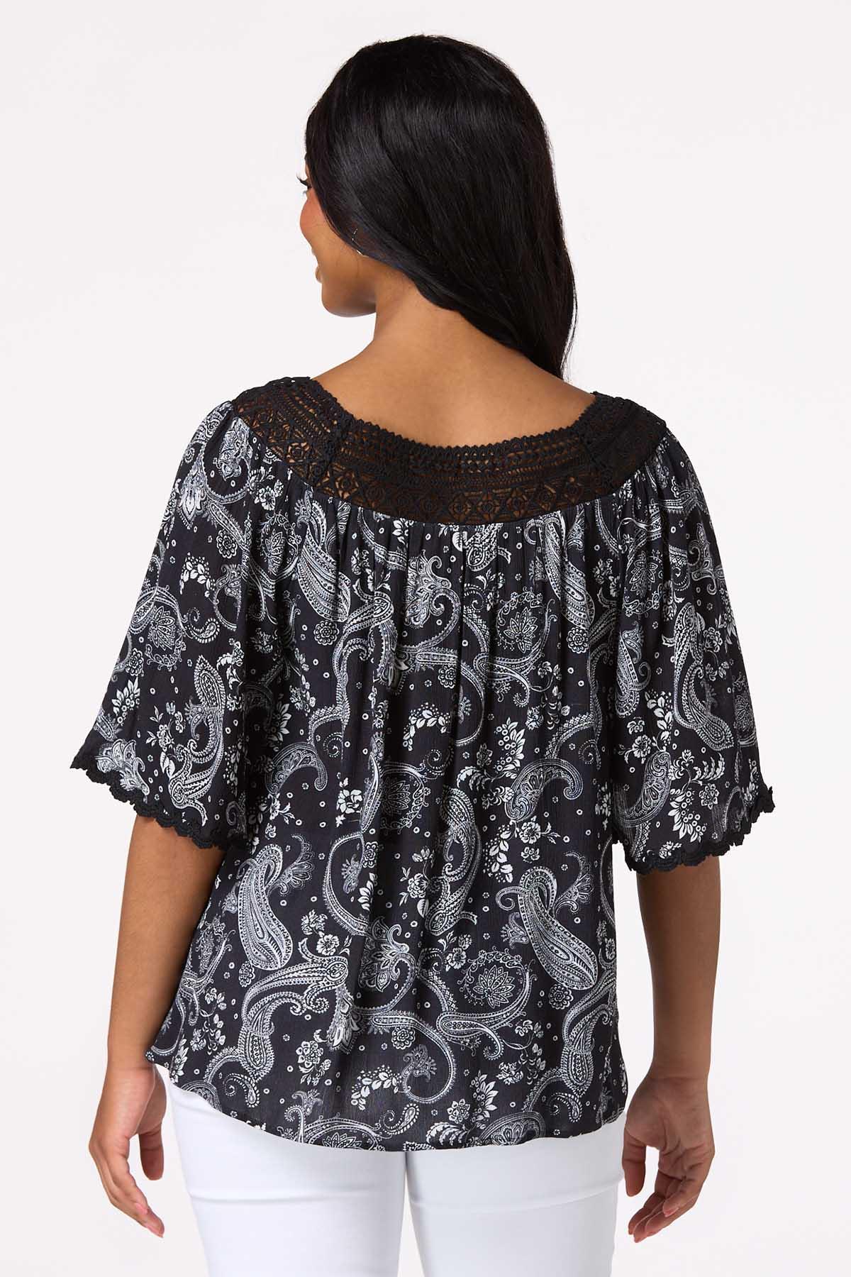 Paisley Crochet Trim Top