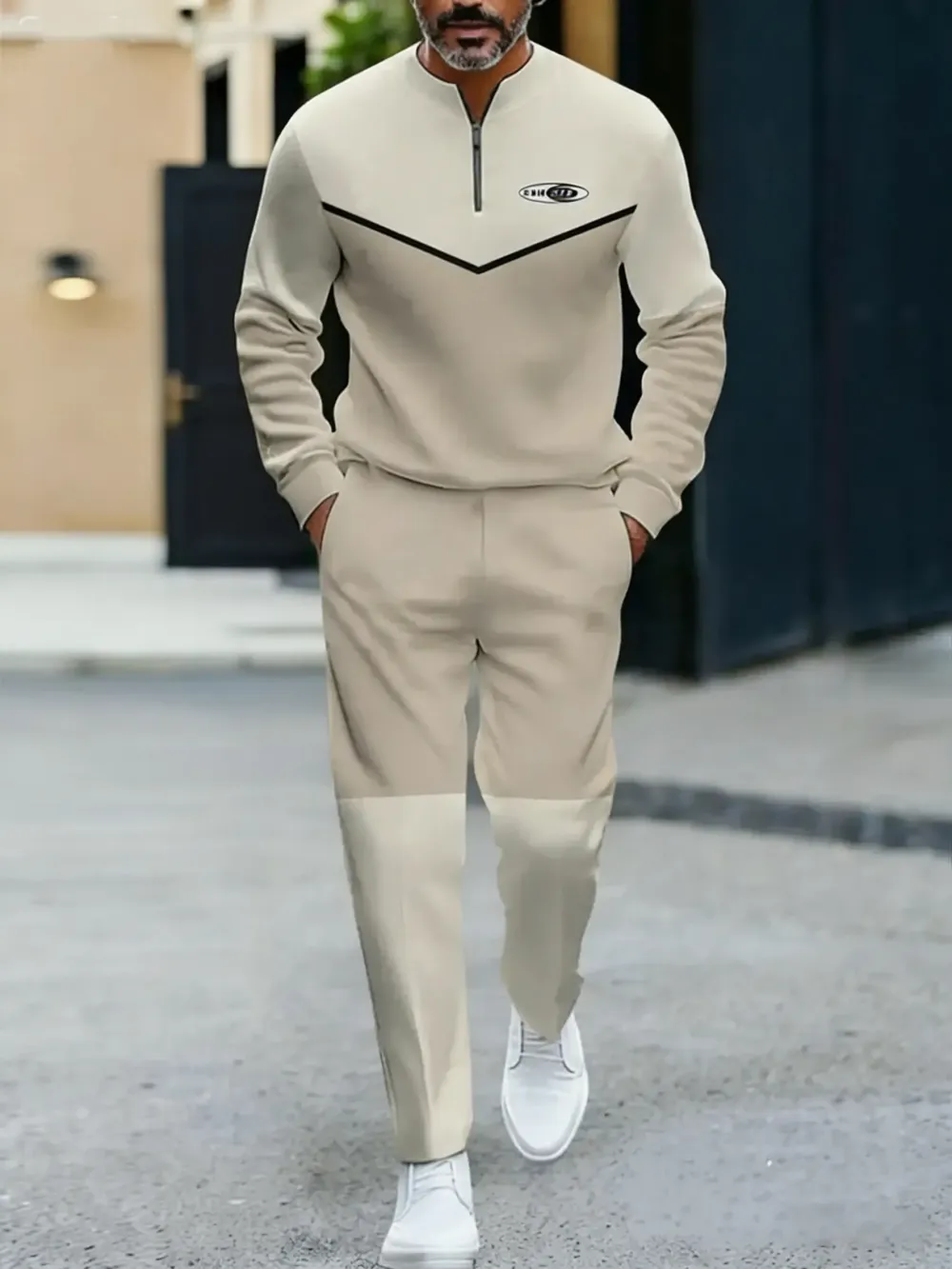 Fashionable men's color spliced sportswear series