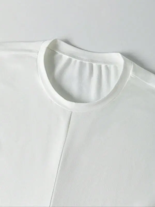 Women's Knitted Round Neck Drop Shoulder Sleeve T-Shirt