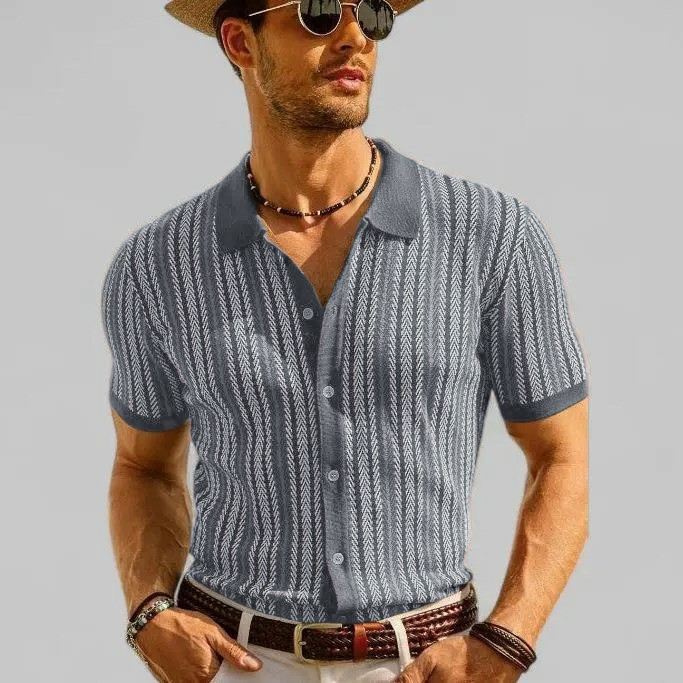 Men’s Retro Knit Button Polo Shirt