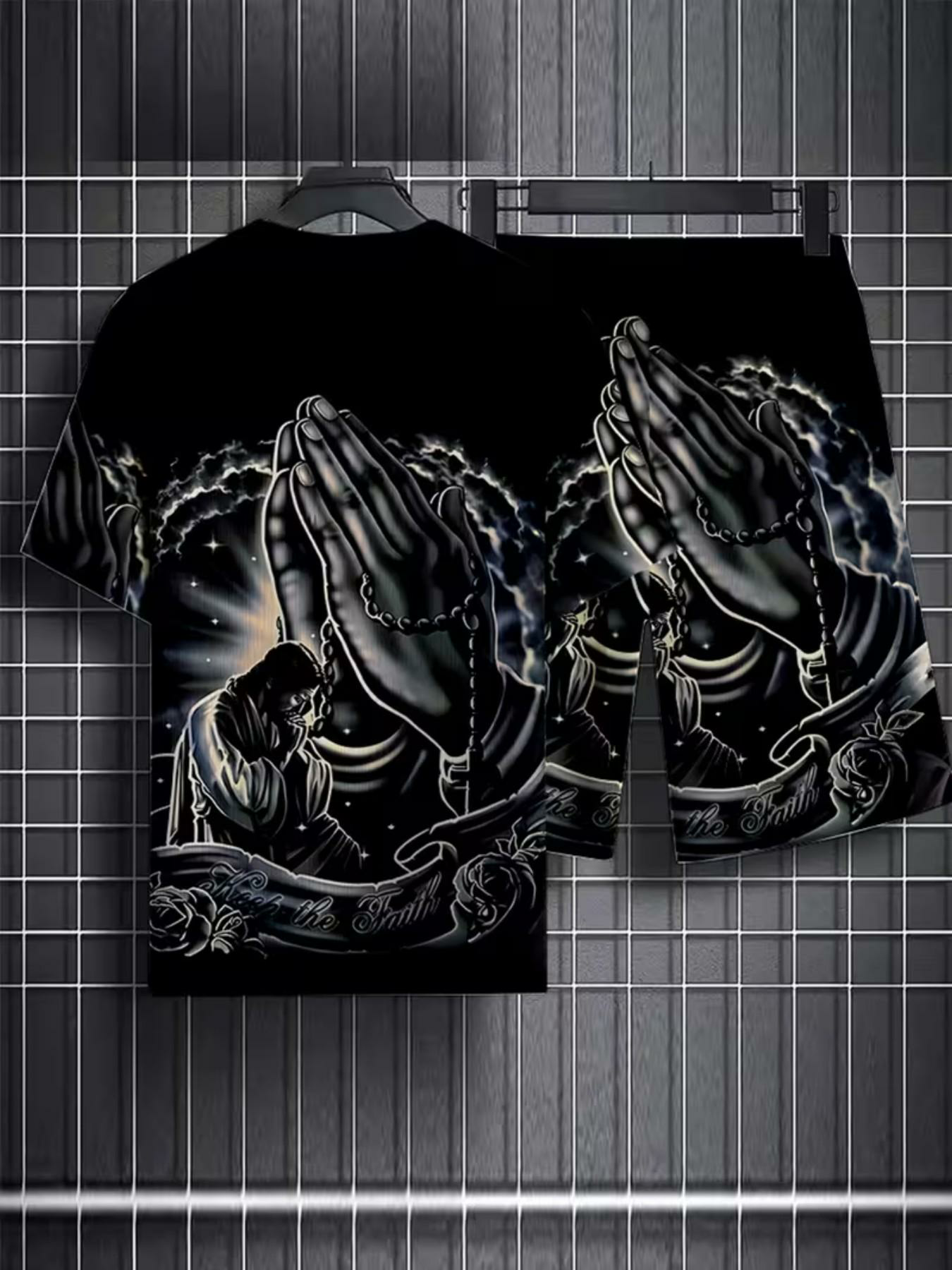 Men's 2-Piece Street Style 3D Print Short Sleeve T-Shirt and Shorts Set