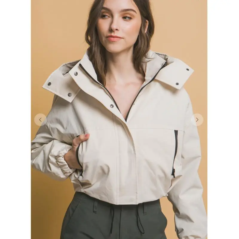 Women's Cropped Hooded Cargo Jacket