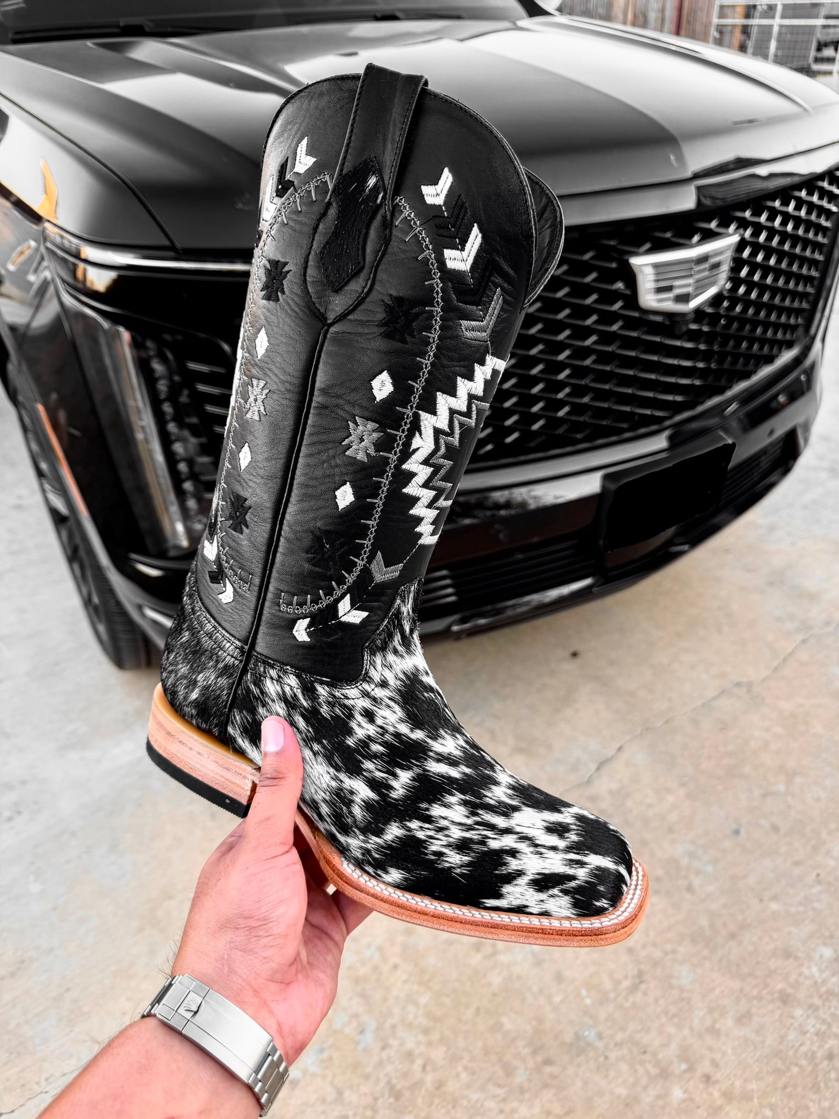 Genuine Cowhide Boots - Square Toe