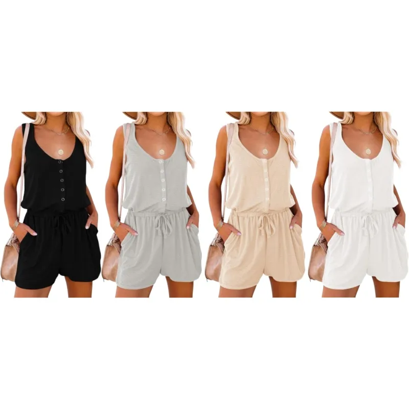 Women's Summer Casual Shorts Jumpsuit With Pockets (Just $3 Each!)