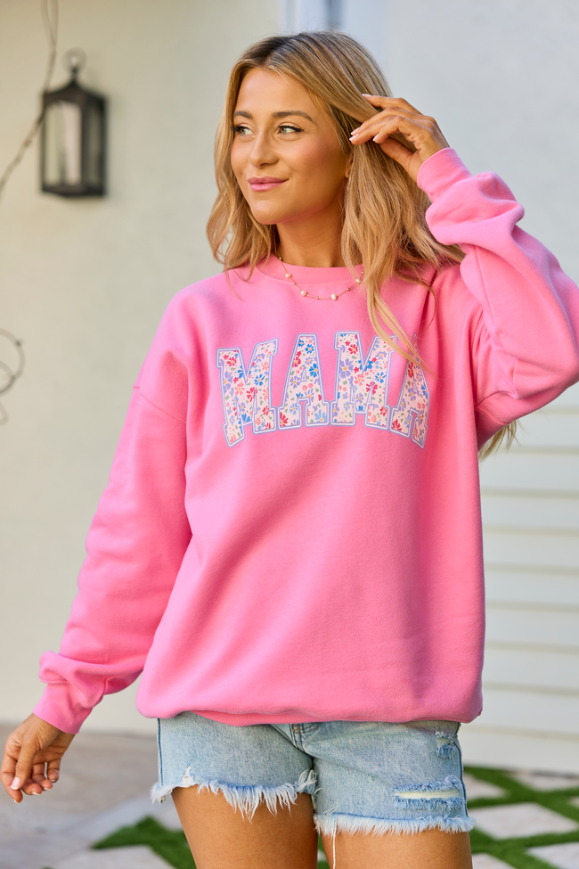 Mama Floral Pink Graphic Sweatshirt