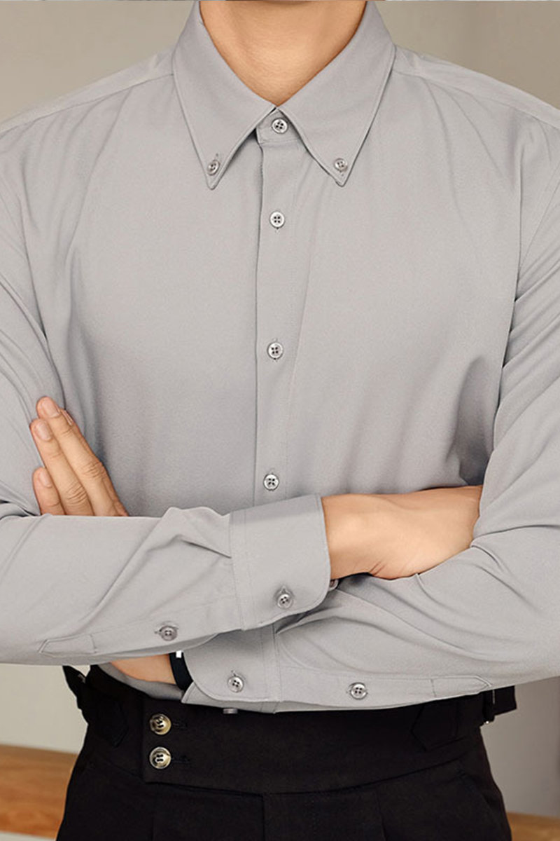 Men's Business Casual Classic Solid Color Stand Collar Shirt