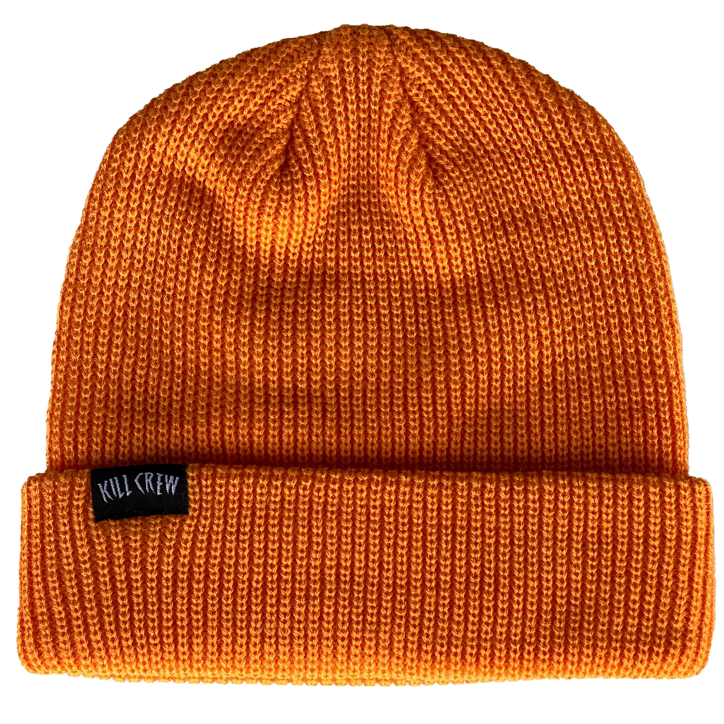 WOVEN PATCH CUFFED BEANIE - ORANGE