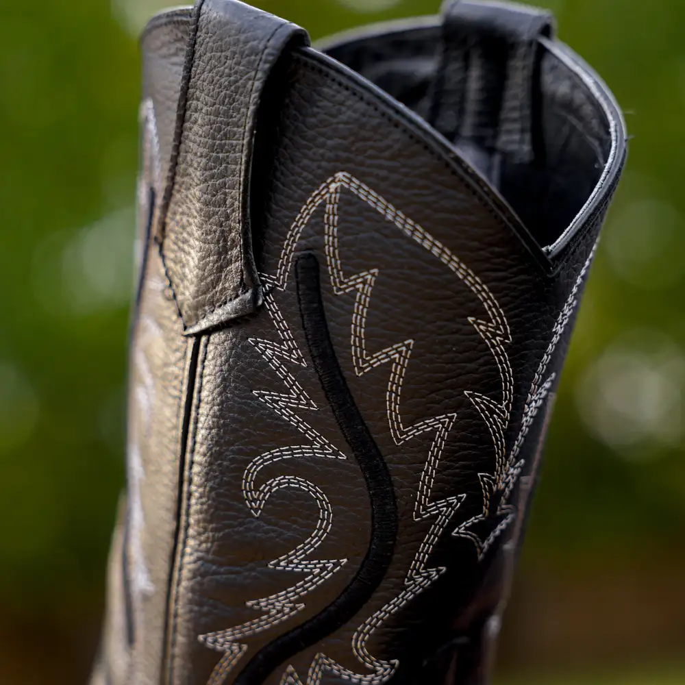 Black Leather Boots With 3D Lightweight Sole - Square Toe