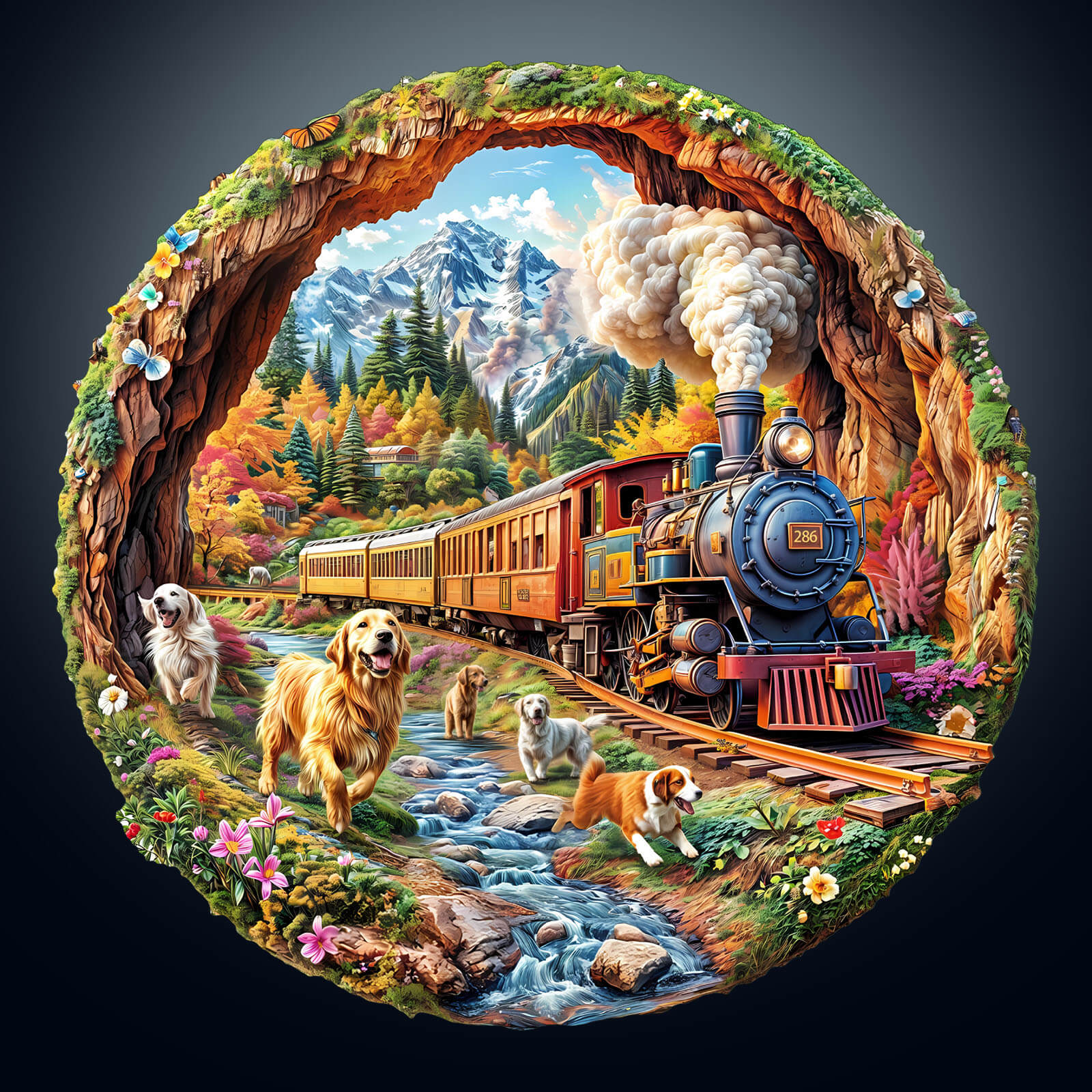 3D Racing the Train-1 Wooden Jigsaw Puzzle