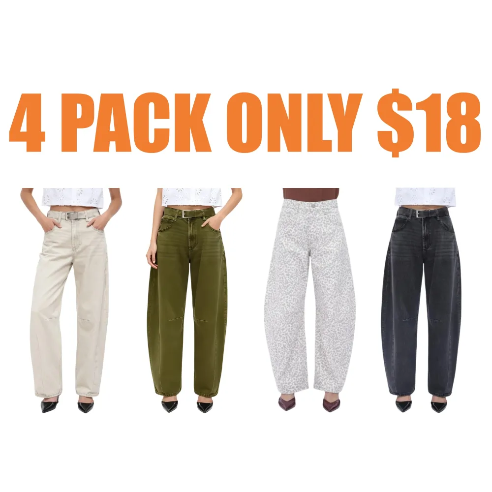 Women High Waist Baggy Barrel Leg Jeans