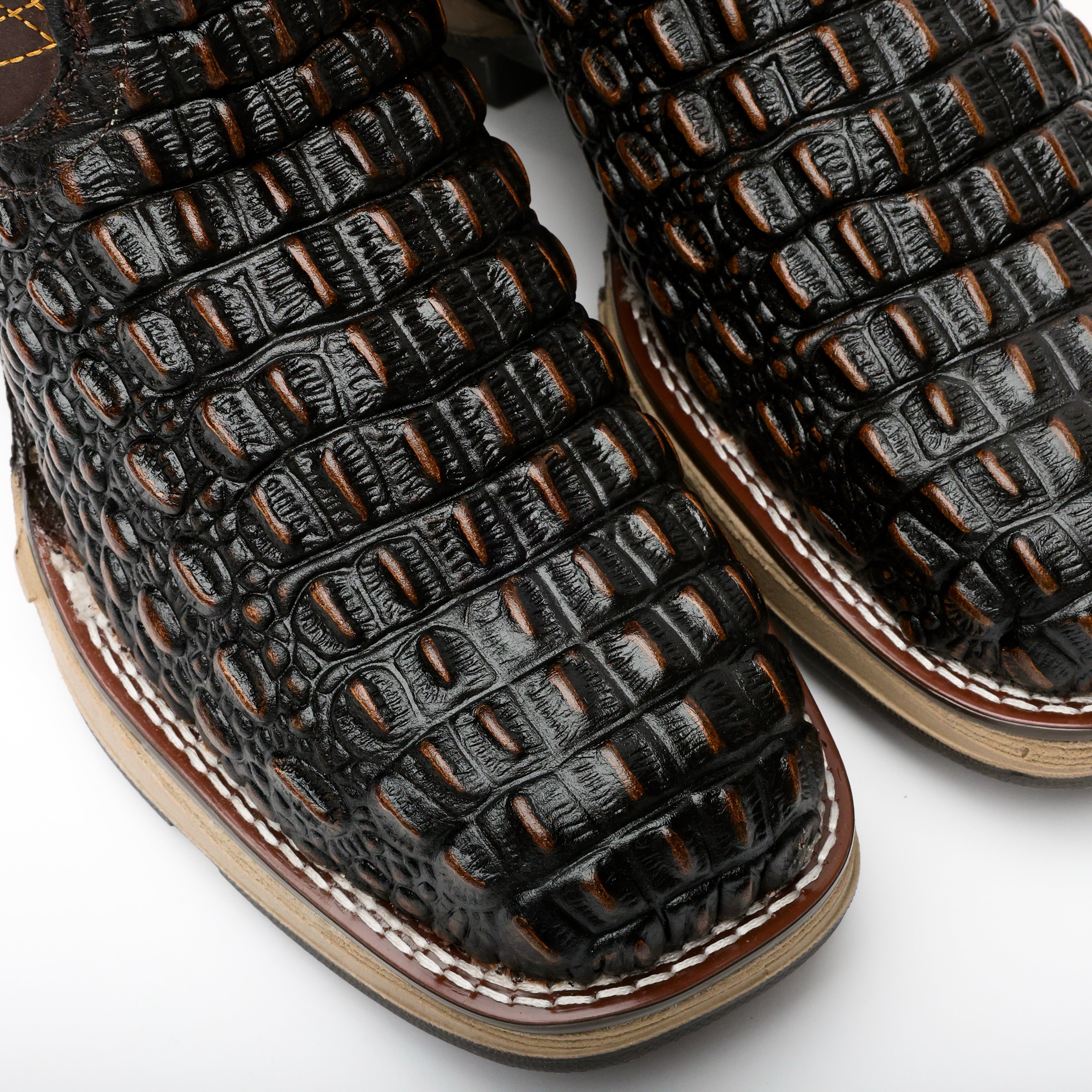 Rustic Brown Caiman Hornback Leather Boots With 3D Lightweight Sole - Composite Toe