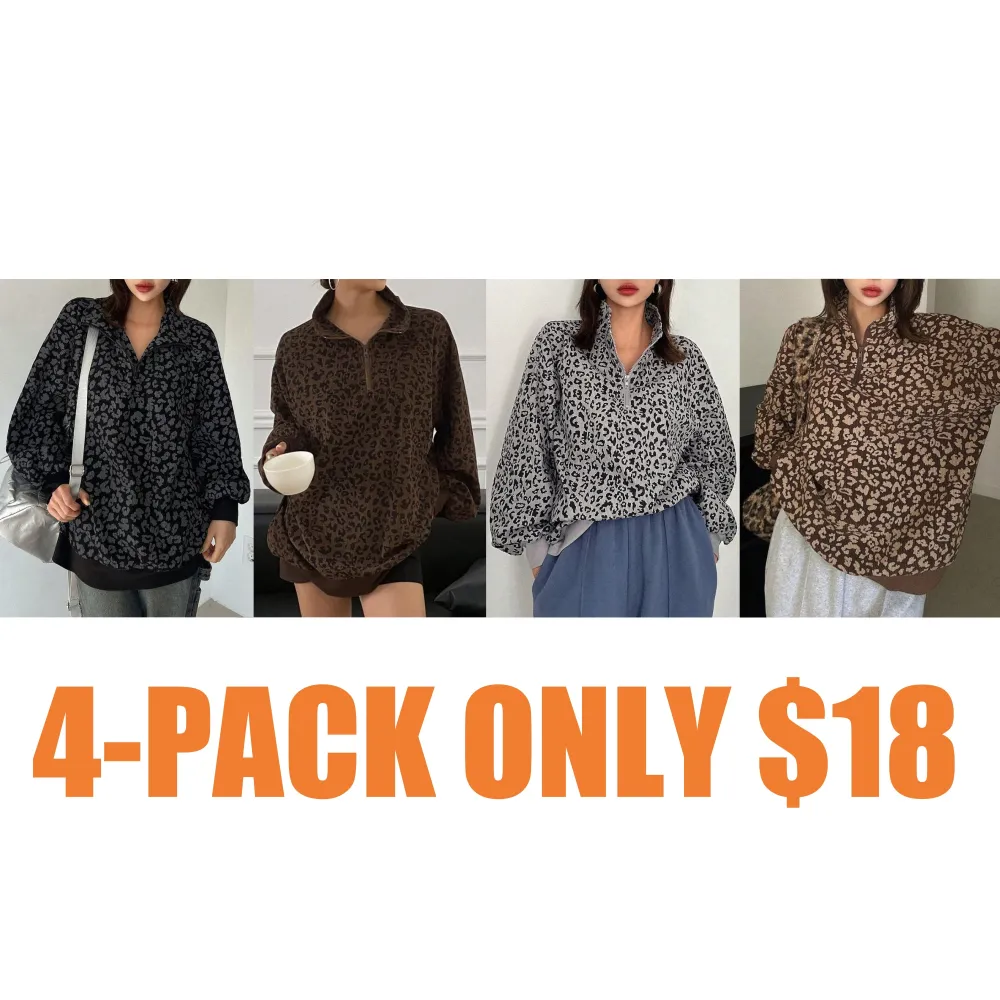 Women's Leopard Print Pullover Hoodie