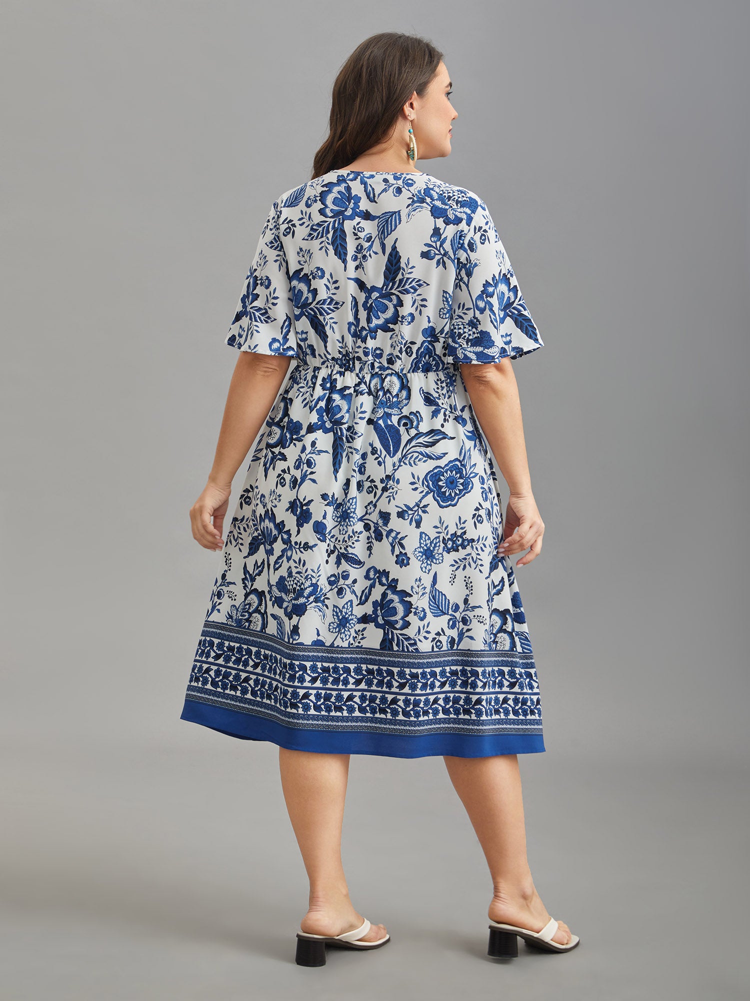 Floral Print Wrap-Neck Pocket Midi Dress
