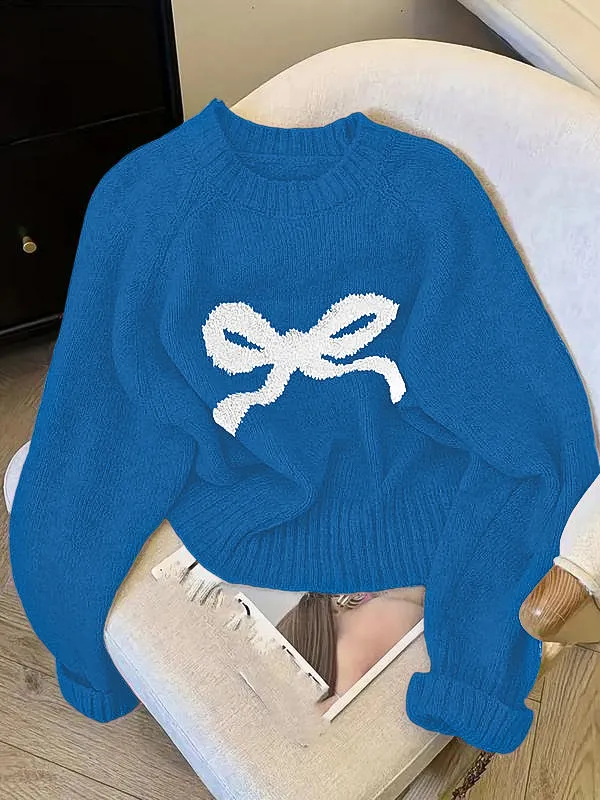 Elegant Bow Knit Sweater for Women