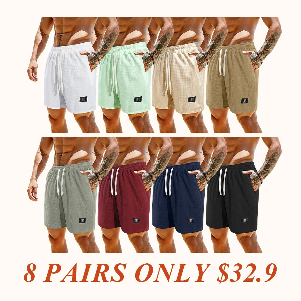 solid color, men’s casual shorts with side pockets and a drawstring elastic waistband