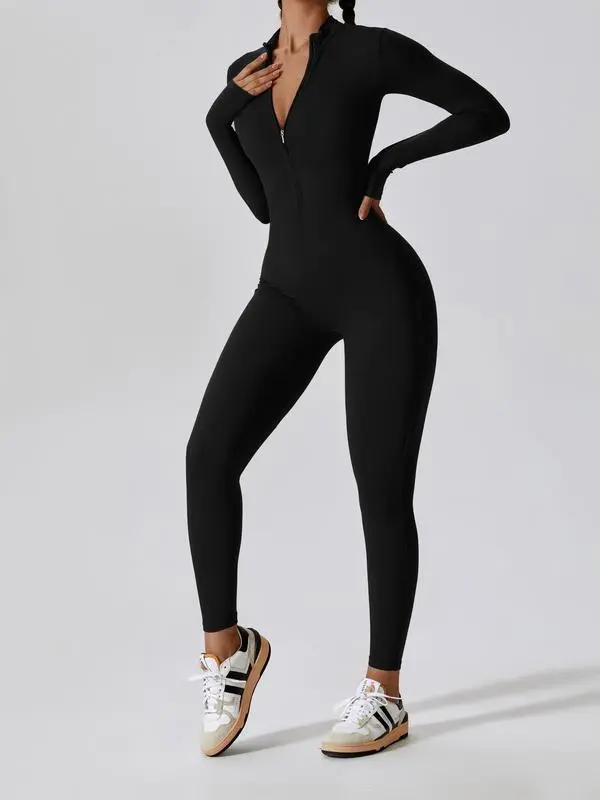Women All-Season Zip Sports Yoga Jumpsuit