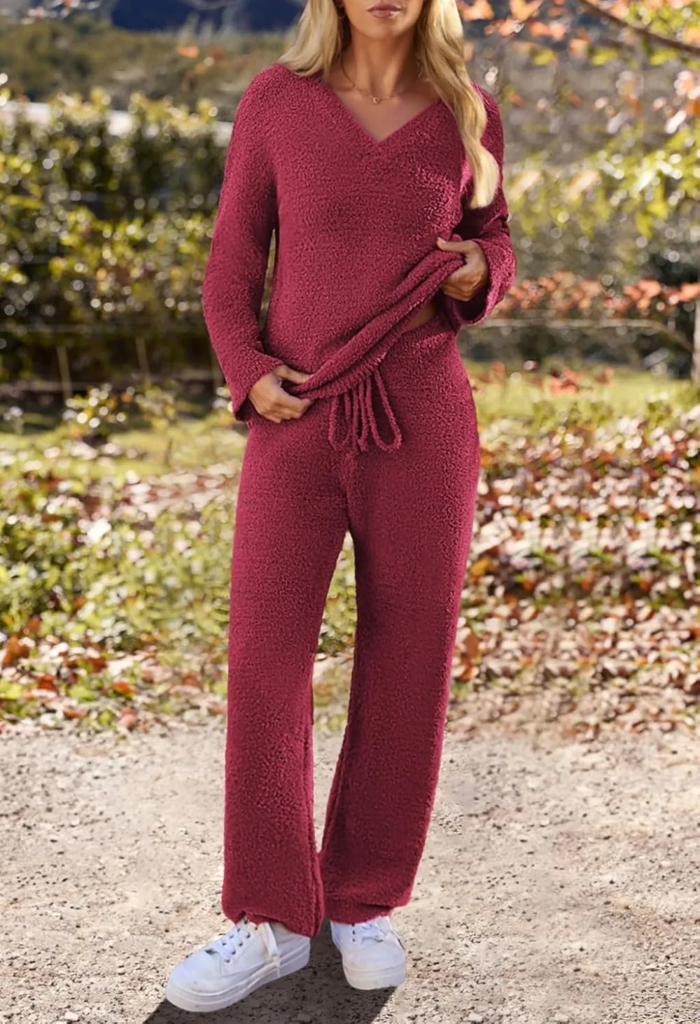Women's Lounge Sets 2025 Fall Fashion 2 Piece Outfits Sweater Pajama Set