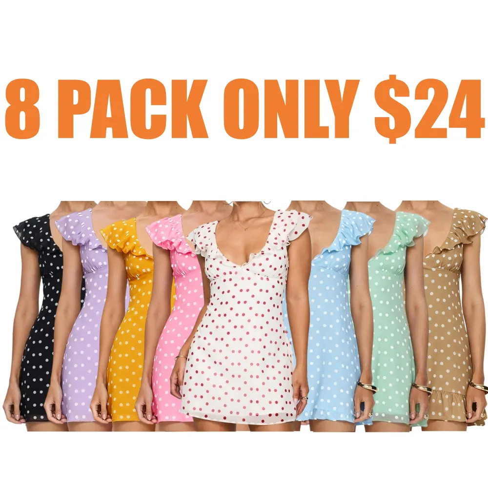 Women's Summer Classic Polka Dot Print Short-Sleeve Dress