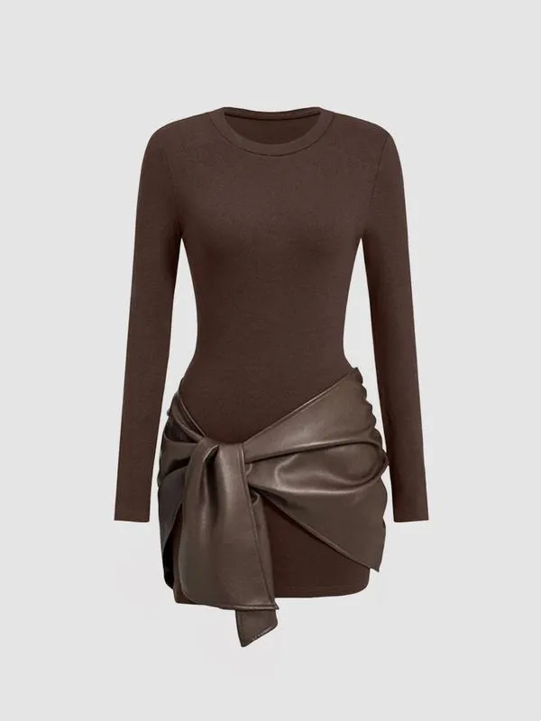 Women's Patchwork Knot Side Dress