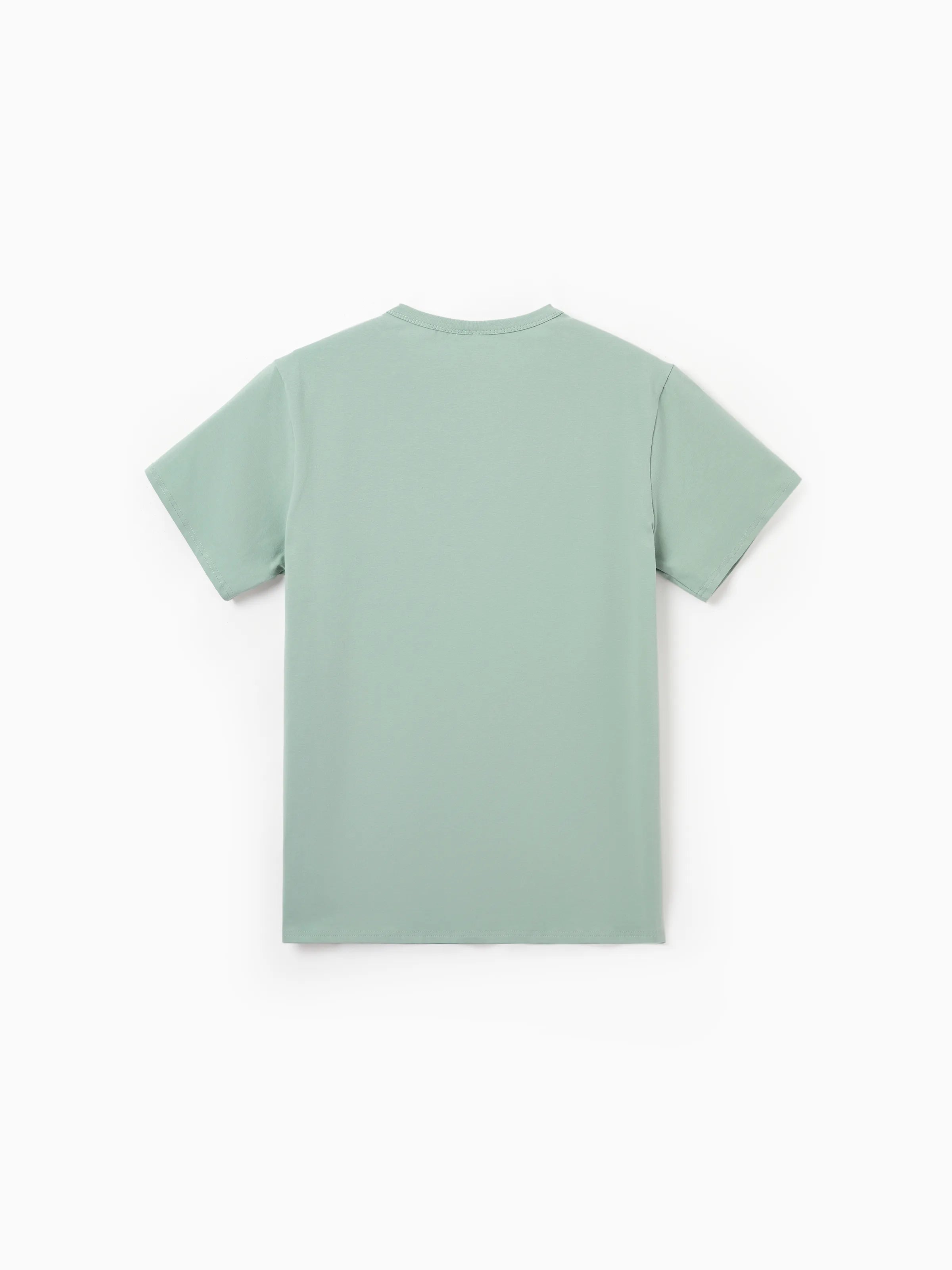 Family Matching Tropical Print Outfits Mommy & Me Tank Dress & Dad/Kids Cotton T-Shirt Set
 Green