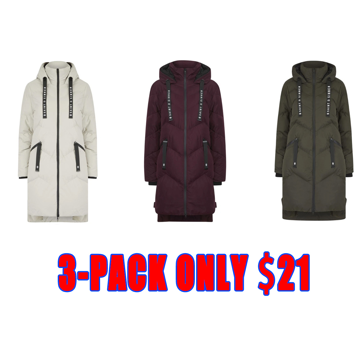 Womens Ladies Long Quilted Padded Winter Coat Hooded Puffer Jacket Zip Pockets