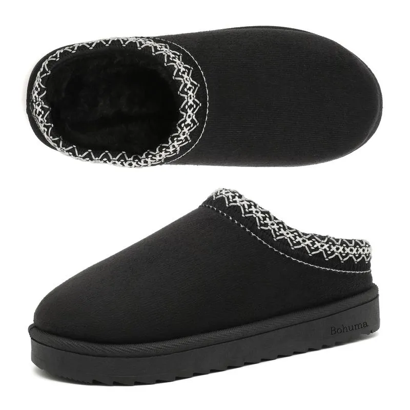 Women's Slipper Suede Leather Indoor/Outdoor Comfy Fleece Lined Short