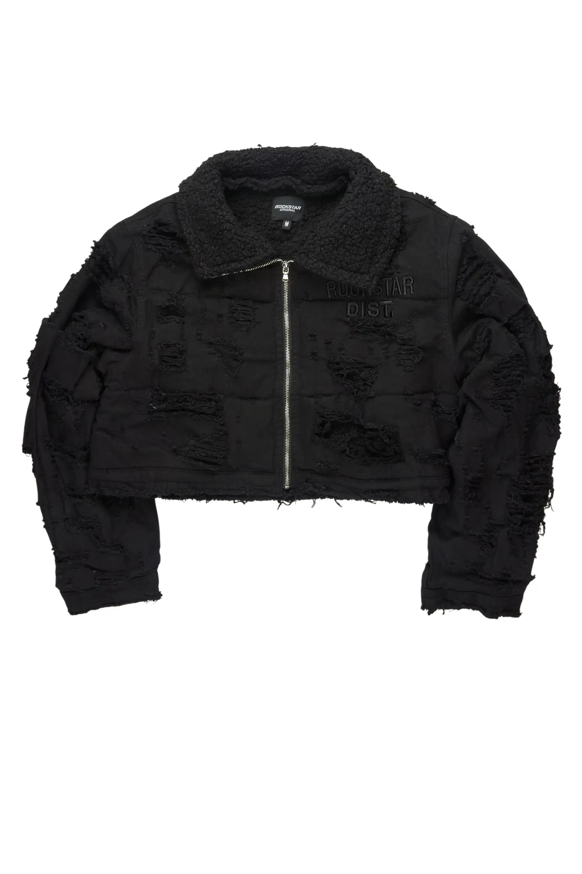 Fara Black/Black Denim Sherpa Puffer Jacket