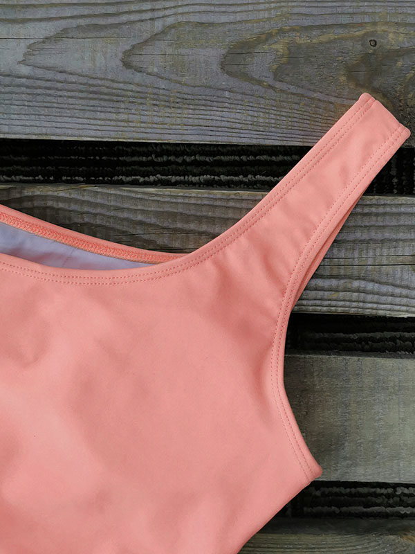 One-Shoulder Belted Chinlon One-Piece Swimwear