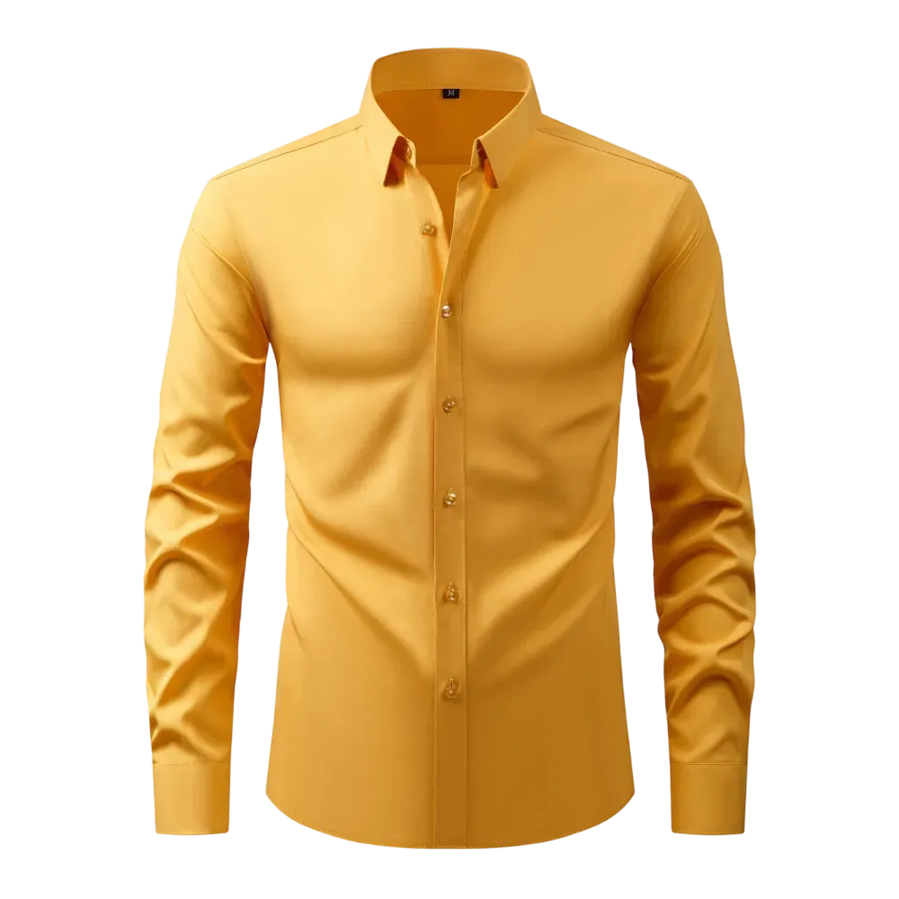 Four-Sided Elastic Natural Button Men'S Large Size Shirt Free Of Ironing And Anti-Wrinkle Business