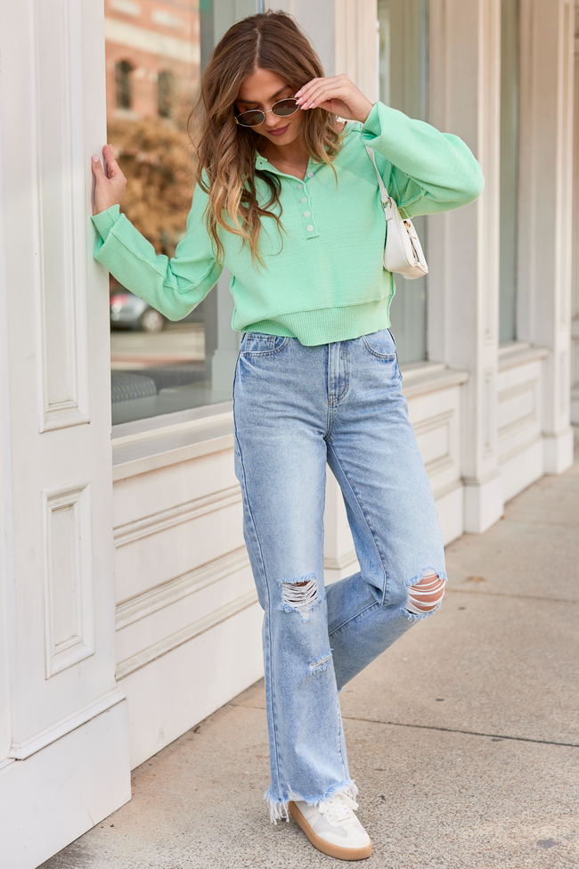Casey Mint Henley Pullover