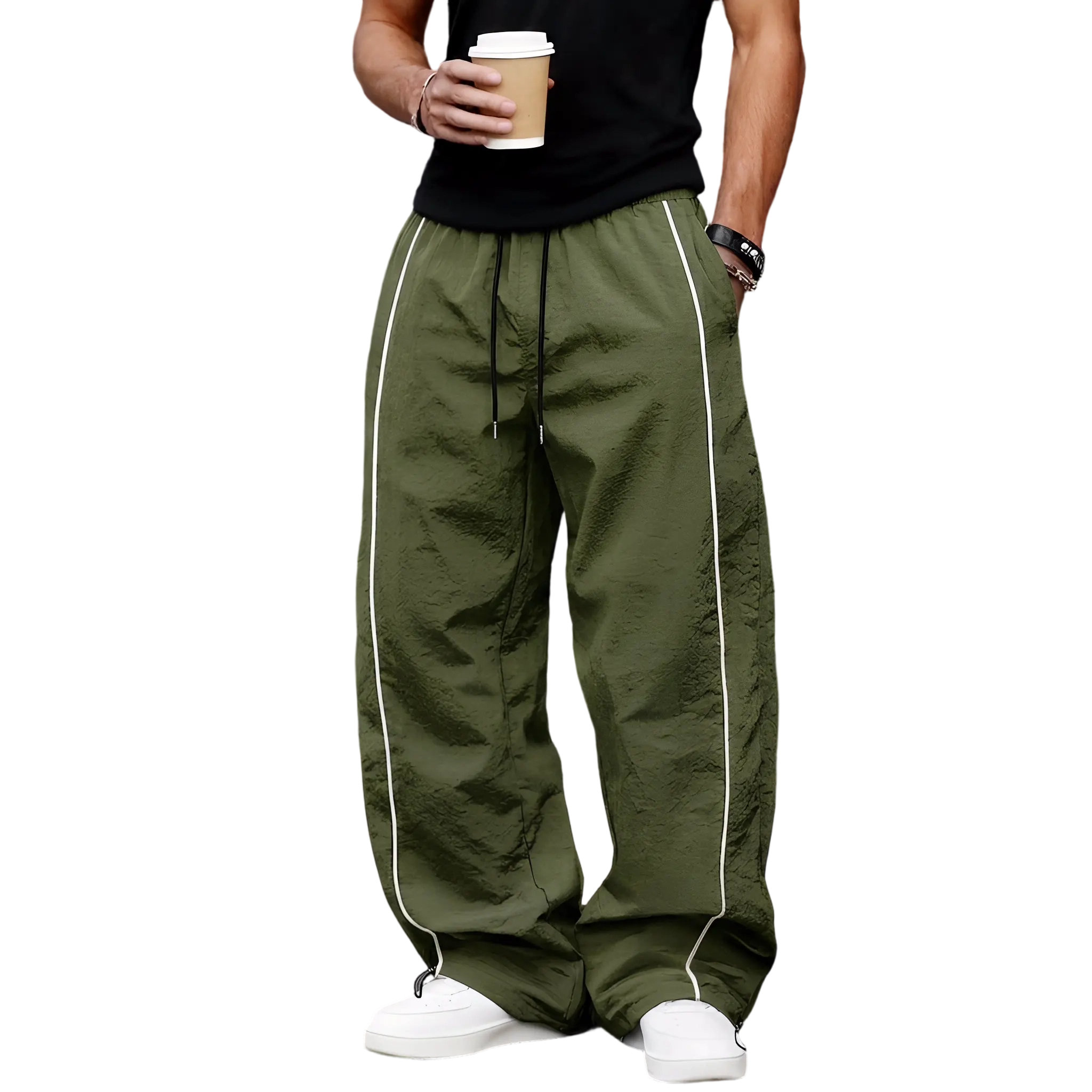 Men's Casual Striped Printed Comfortable Straight-Leg Sports Pants