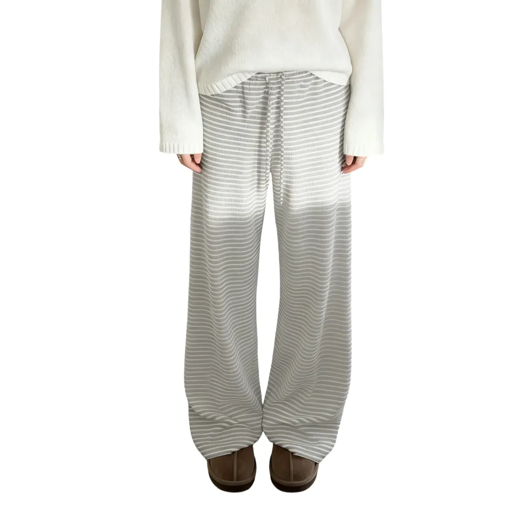Women's Striped Drawstring Straight Leg Pants