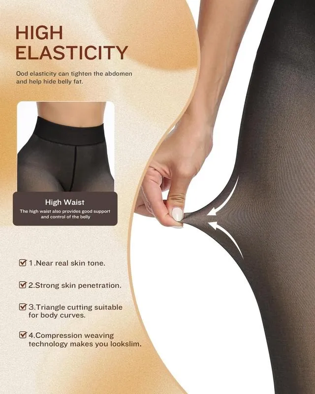 Fleece Lined Tights Sheer Women