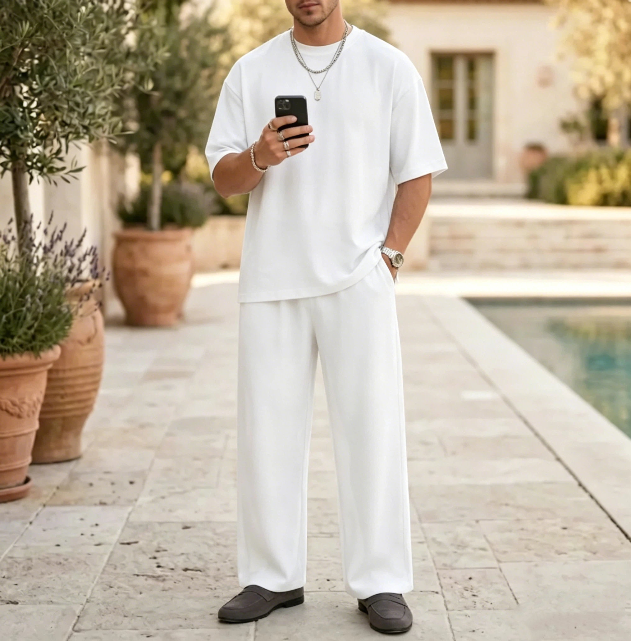 Men's Spring/Summer Minimalist Oversize Sheer Set Cool Breathable Chiffon