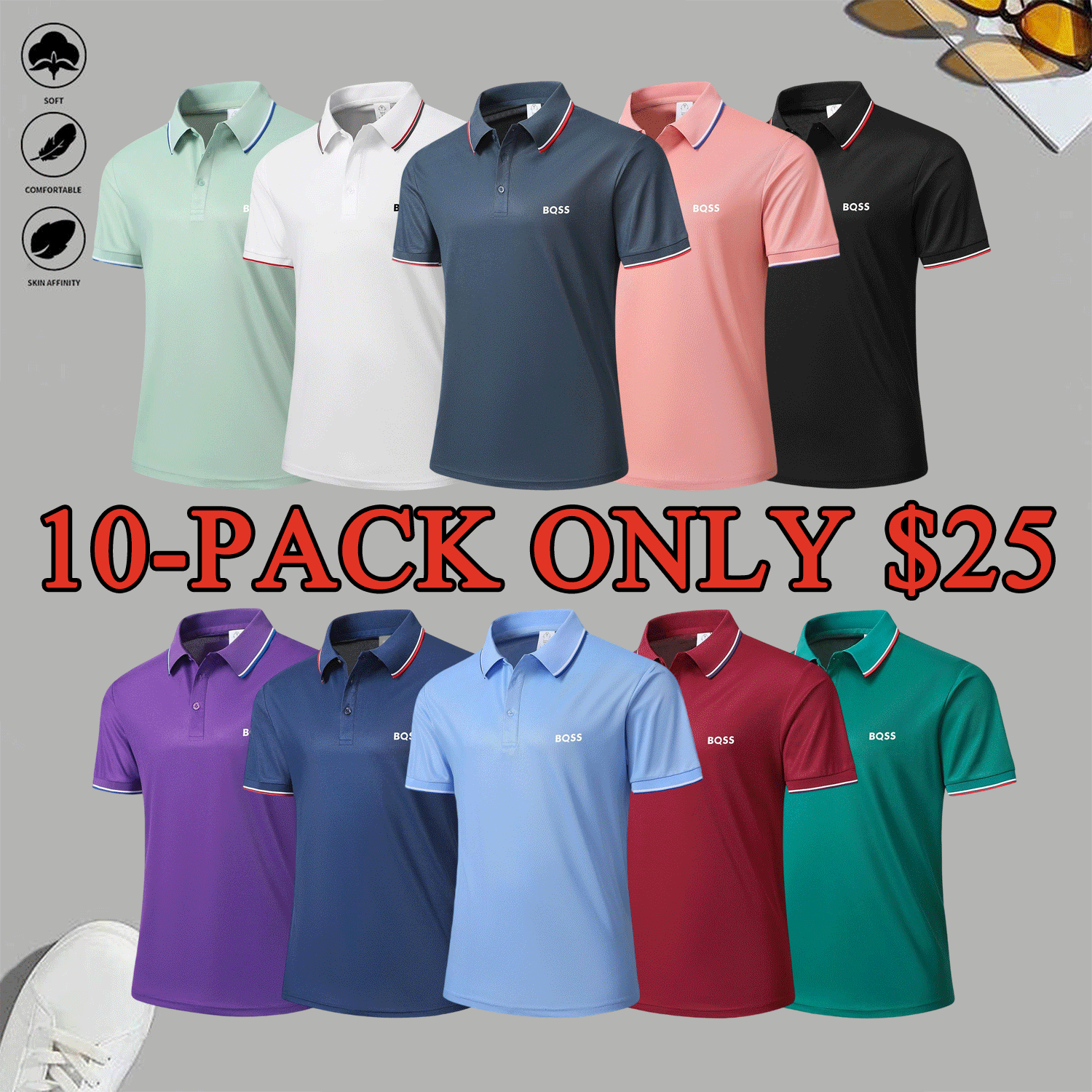 Men’s 4‑Pack Breathable Short‑Sleeve Polo Shirts — Everyday Classic Comfort