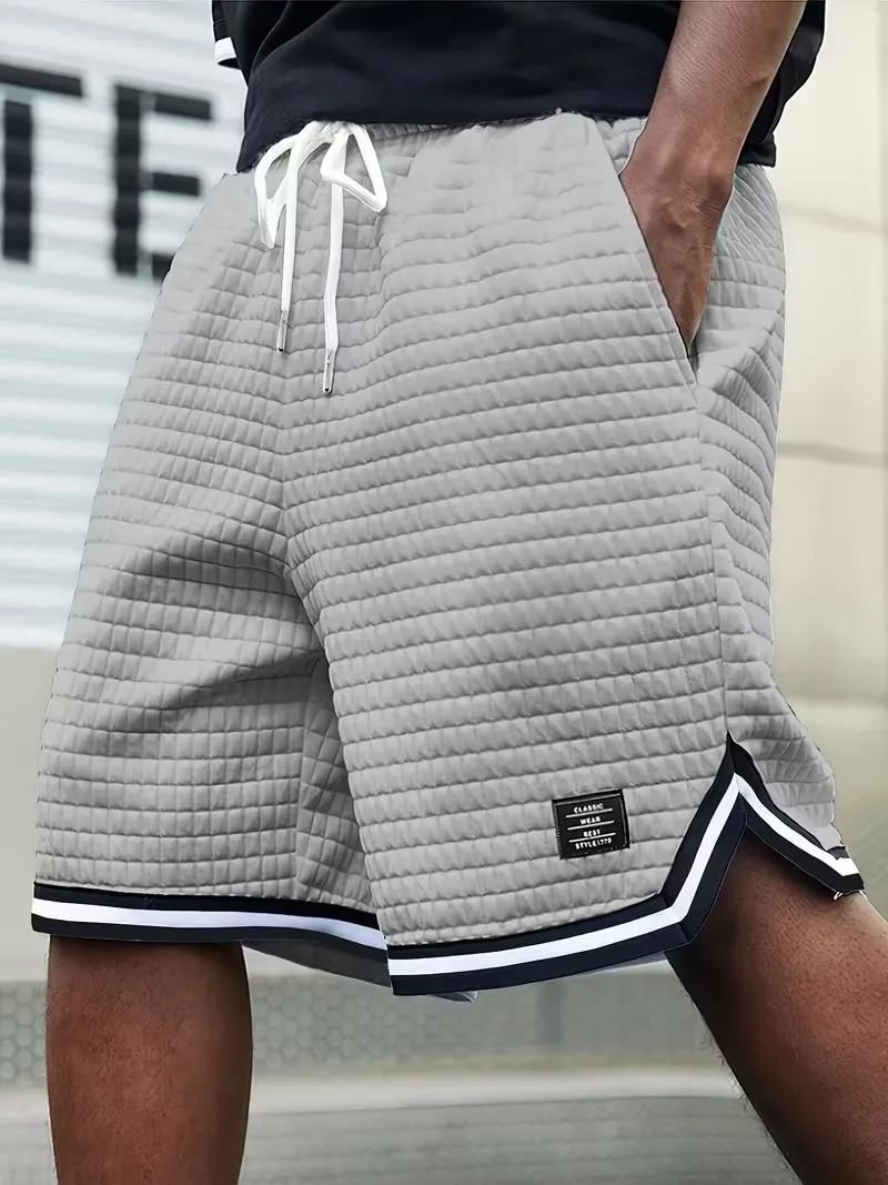 Men's Waffle Knit Shorts - Elastic Drawstring Waist Casual Summer Shorts with Stretch