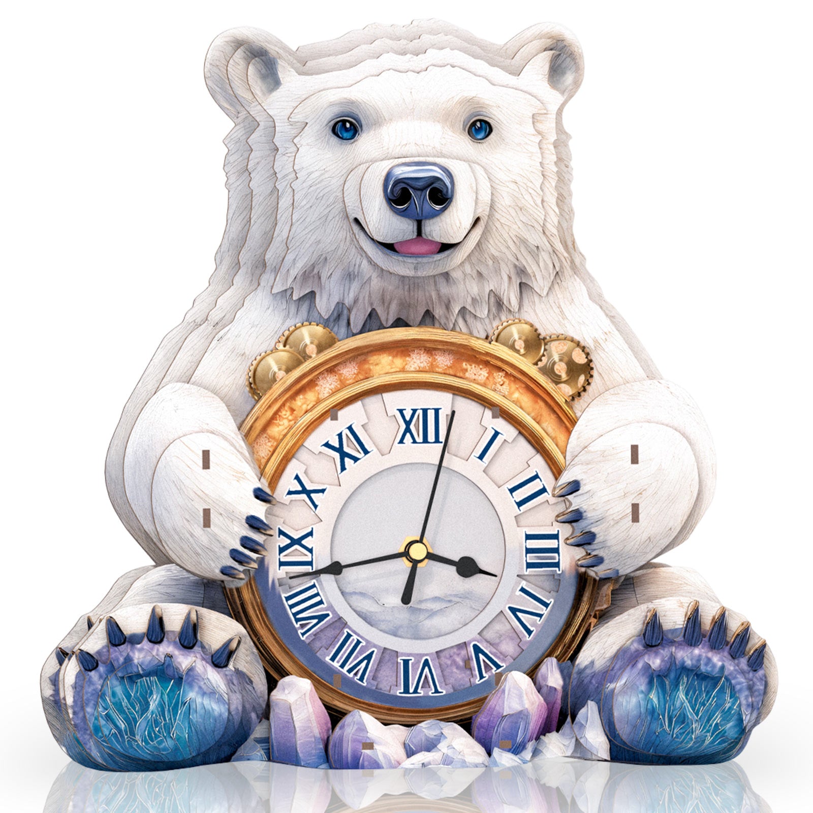 Polar bears– DIY Wooden Clock, 3D Puzzle Craft Kit