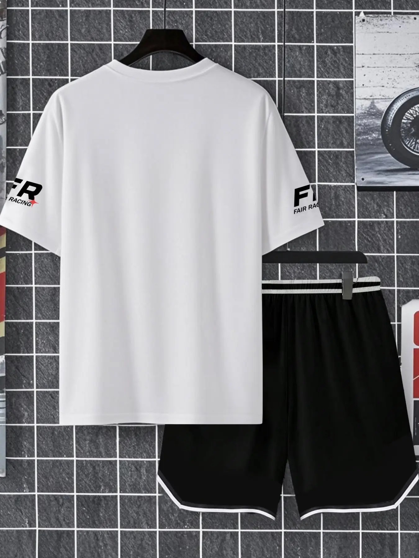 Two-Piece Set Men's Letter Print Short Sleeve T-shirt & Track Shorts Set