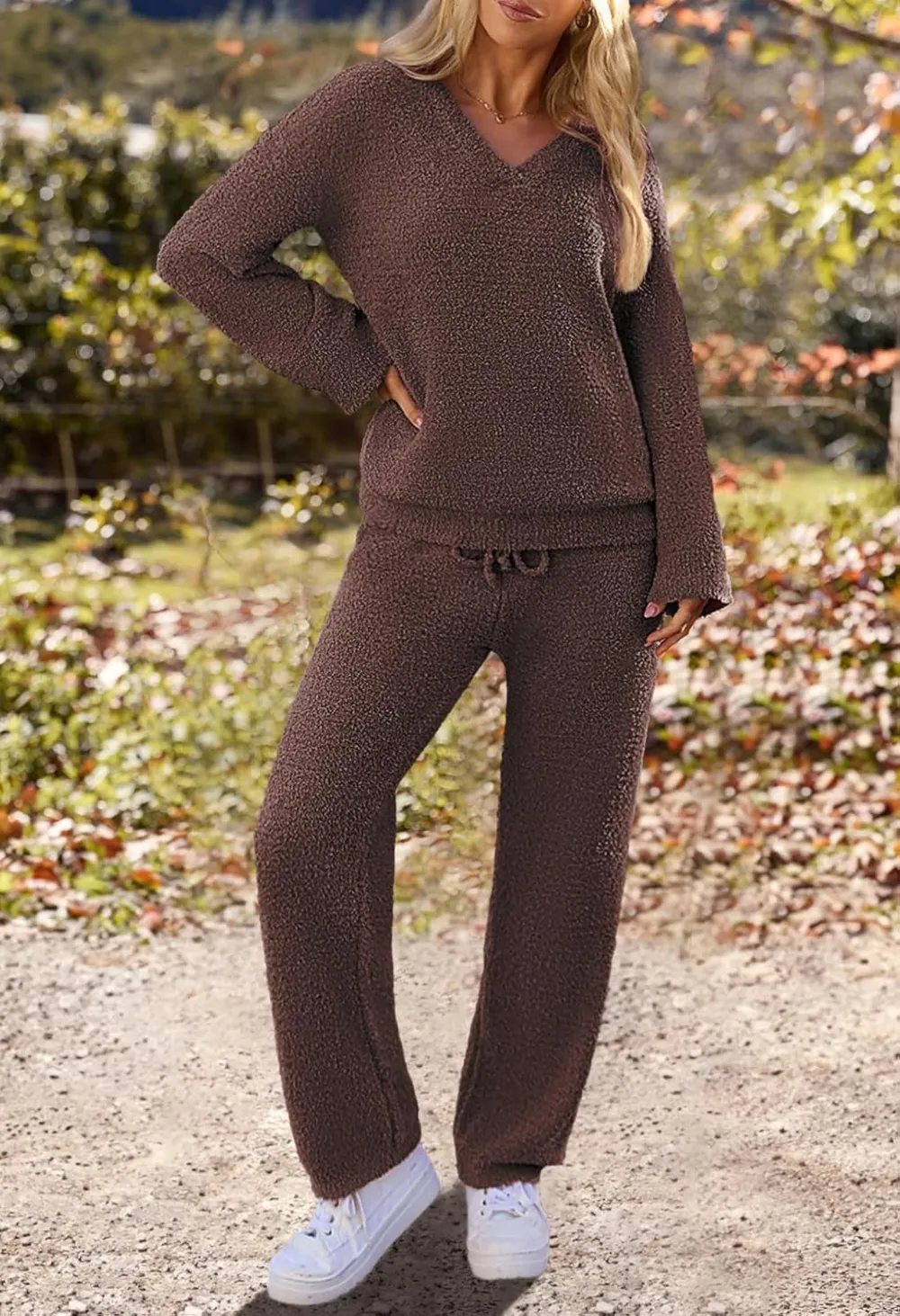 Women's Lounge Sets 2025 Fall Fashion 2 Piece Outfits Sweater Pajama Set