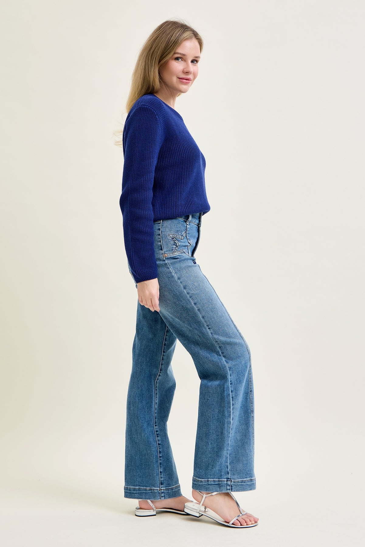 Eliza High Rise Wide Legs with Starry Flair