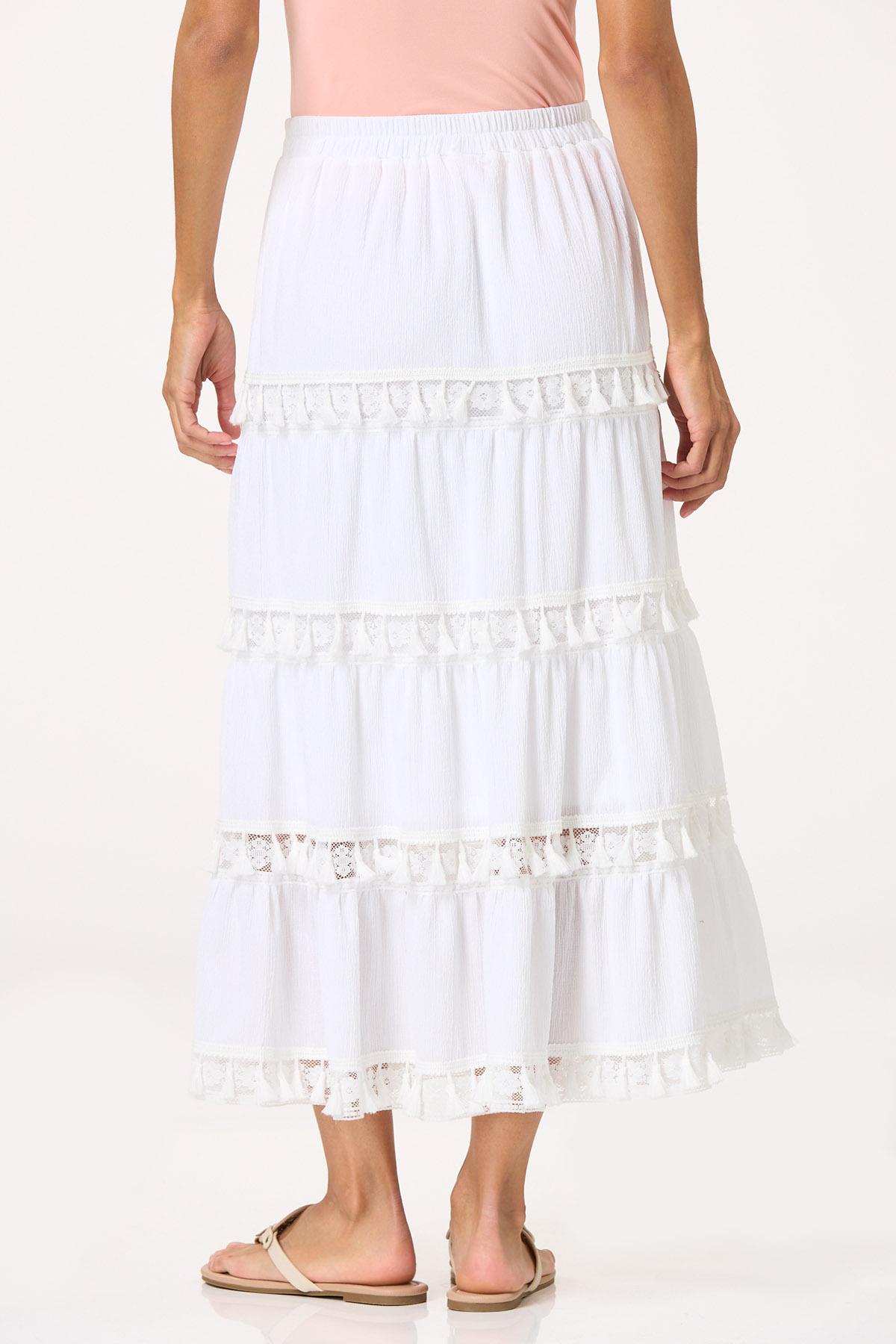 White Tasseled Maxi Skirt