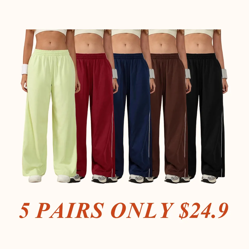 Women's Baggy Wide-Leg Pants – Pocket Design, Elastic Waist & Side