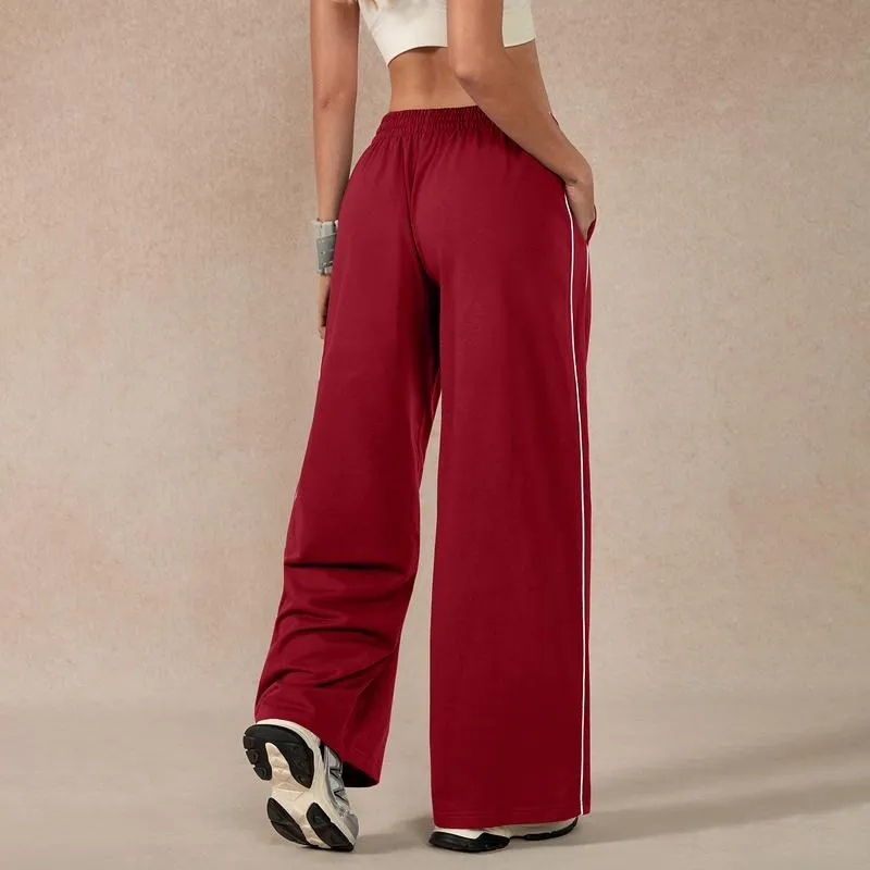Women's Baggy Wide-Leg Pants – Pocket Design, Elastic Waist & Side