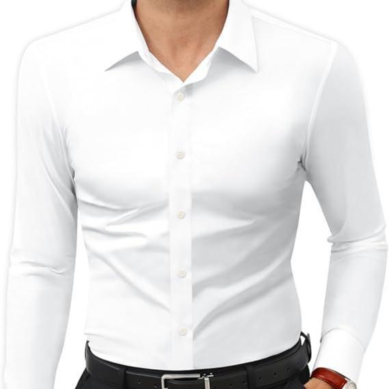 Men’s 4-Way Stretch Travel Dress Shirt: Wrinkle-Free Slim Fit
